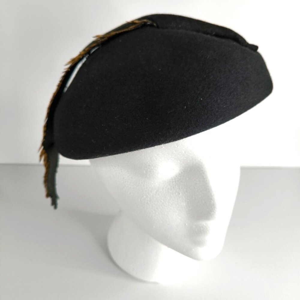 Vintage Glenover Retro 60s Cabaret Glam Chic Single Feather Lady Velour Hat